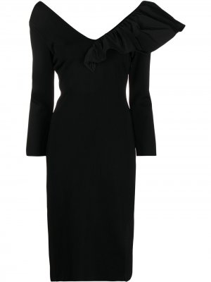 Платье с оборками на плече Givenchy. Цвет: черный