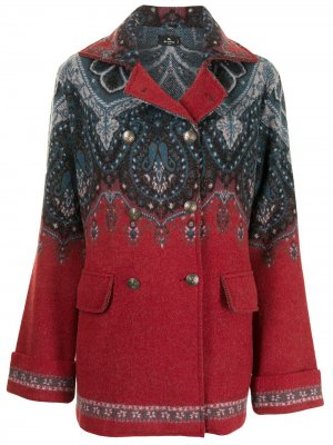 Двубортное пальто с принтом пейсли ETRO. Цвет: красный