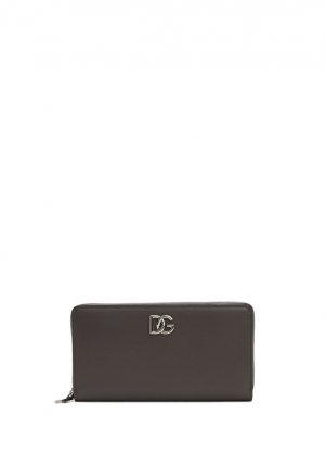 Мужской кожаный кошелек с серым логотипом Dolce&Gabbana