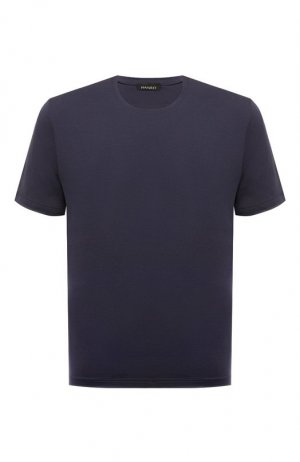 Хлопковая футболка Hanro. Цвет: синий