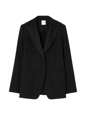 Леопардовый шерстяной жаккардовый пиджак , черный St. John