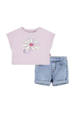 Levi's Детский комплект футболка и шорты LVG FLORAL DOLMAN, розовый Levi's