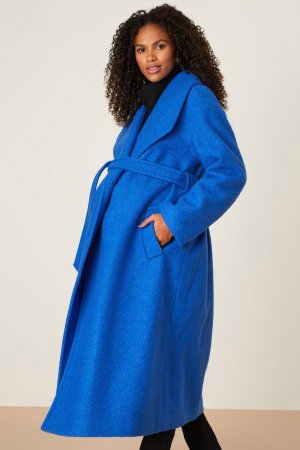 Длинное пальто с запахом из букле для беременных , синий Dorothy Perkins
