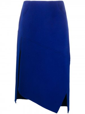Трикотажная юбка с асимметричным подолом Odeeh. Цвет: синий