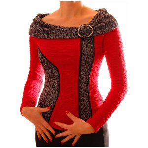 Блуза , нарядный стиль, прилегающий силуэт, длинный рукав, размер S, красный TheDistinctive. Цвет: красный