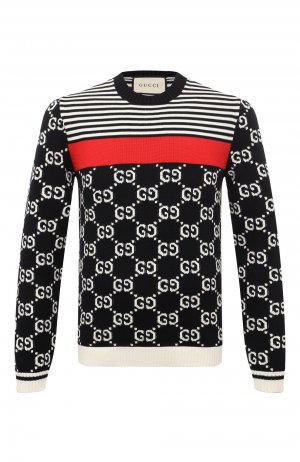 Хлопковый свитер Gucci. Цвет: чёрно-белый