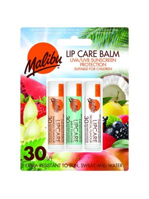 Бальзам для губ Malibu Манго/Мята/Тропические фрукты SPF 30. Цвет: коричневый, белый, зеленый
