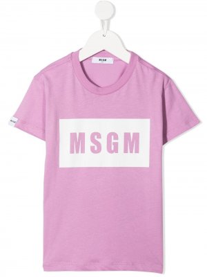 Футболка с логотипом MSGM Kids. Цвет: розовый