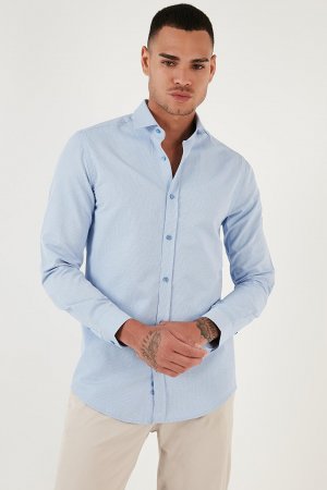 Хлопковая приталенная рубашка с длинным рукавом CF23S7492 , светло-синий Buratti