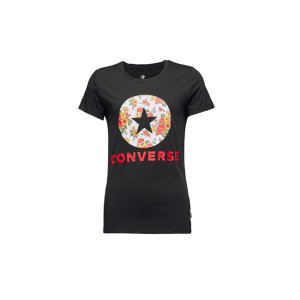 Floral Print Short Sleeve T-Shirt Women Tops Black 10017396-A01 Converse