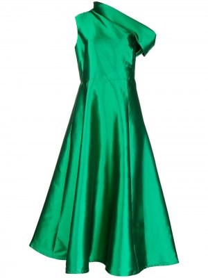 Платье миди на одно плечо с драпировкой Greta Constantine. Цвет: зеленый