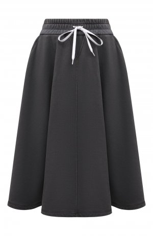 Хлопковая юбка Miu. Цвет: серый