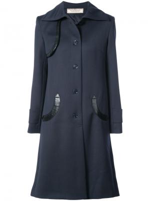Удлиненное двубортное пальто Nina Ricci. Цвет: синий