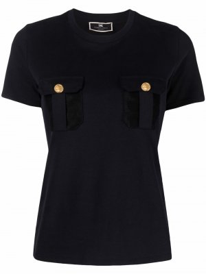 Pocket-detail cotton T-shirt Elisabetta Franchi. Цвет: черный