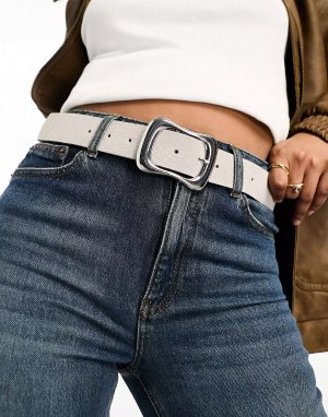 Замшевый ремень для джинсов ASOS с волнистой пряжкой на талии и бедрах