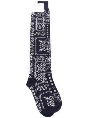 Удлиненные носки с принтом Sacai. Цвет: синий
