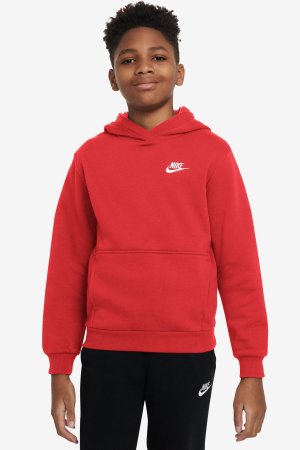 Флисовый пуловер Club с капюшоном , красный Nike