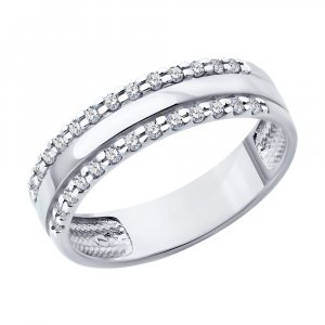 Обручальное кольцо из белого золота с бриллиантами SOKOLOV