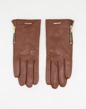 Светло-коричневые кожаные перчатки Rhelian-Коричневый цвет ALDO