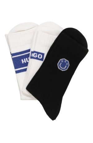 Комплект из трех пар носков HUGO. Цвет: чёрно-белый