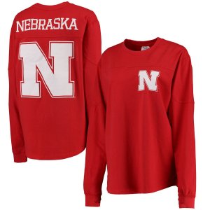 Женская футболка Pressbox Scarlet Nebraska Huskers Big Shirt, оверсайз с длинными рукавами Unbranded