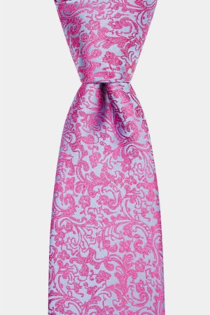 Розово-синий галстук с цветочным мотивом в завитке MOSS, синий Moss