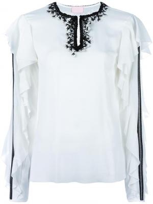 Блузка с рюшами Giamba. Цвет: белый