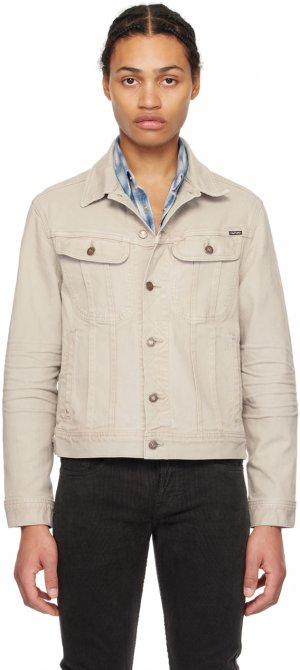 Серая джинсовая куртка, окрашенная в готовую одежду Tom Ford