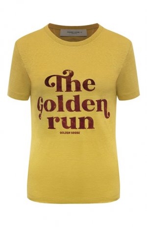 Льняная футболка Golden Goose Deluxe Brand. Цвет: жёлтый