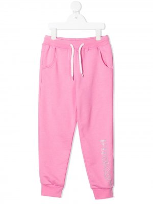 Спортивные брюки с кулиской и логотипом Pinko Kids. Цвет: розовый