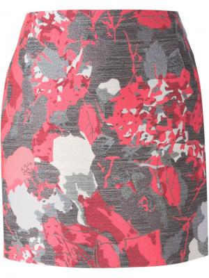 Жаккардовая юбка мини с цветочным узором Antonio Berardi. Цвет: серый