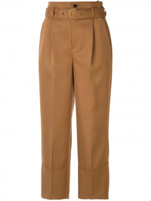 Укороченные брюки с завышенной талией Loveless. Цвет: коричневый