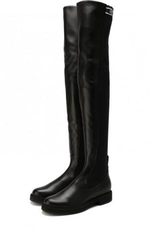 Кожаные ботфорты с эластичной вставкой Fendi. Цвет: черный