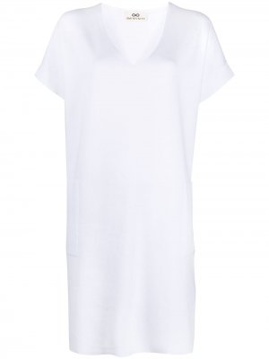 Платье-рубашка с V-образным вырезом Sminfinity. Цвет: белый