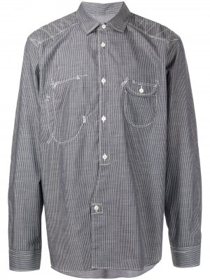 Striped contrast-stitching cotton shirt Junya Watanabe MAN. Цвет: синий