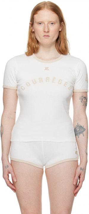 Белая контрастная футболка Courreges