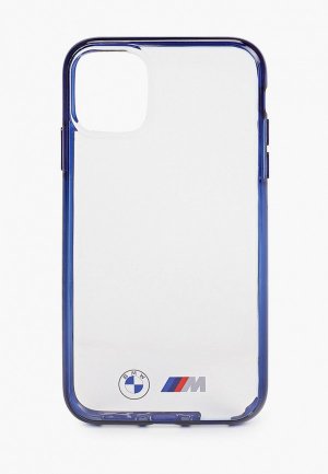 Чехол для iPhone BMW 11, M-Collection PC/TPU Transparent Hard/metal effect Blue edges. Цвет: прозрачный