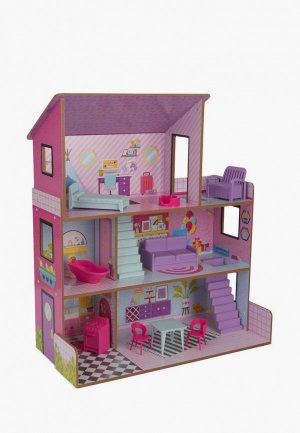 Дом для куклы KidKraft Лолли, с мебелью 10 предметов в наборе, кукол 12 см. Цвет: разноцветный