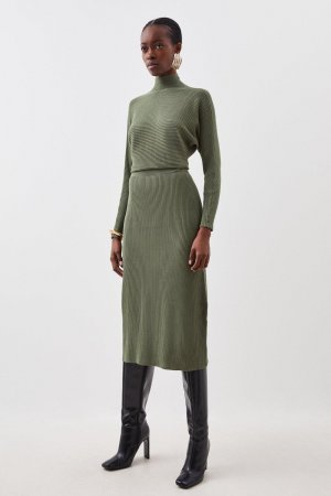 Трикотажное платье мидакси с круглым вырезом из смесовой вискозы , зеленый Karen Millen
