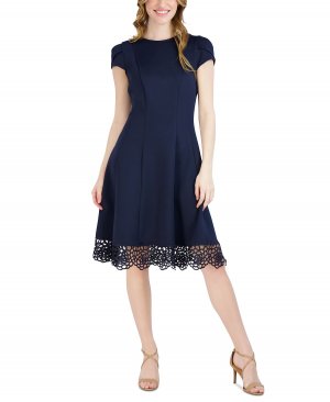 Женское расклешенное платье без рукавов с круглым вырезом , темно-синий Donna Ricco
