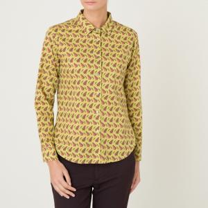 Рубашка с рисунком, женская NIU. Цвет: горчичный,желтый,темно-бежевый