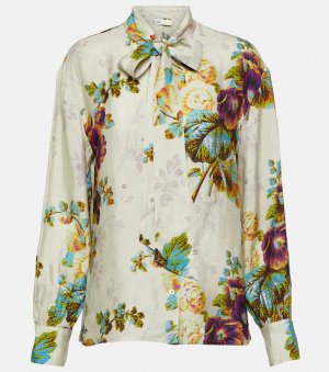 Атласная блузка с цветочным принтом , мультиколор Tory Burch