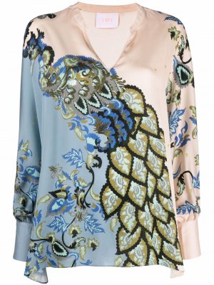 Блузка с цветочным принтом IVI. Цвет: синий
