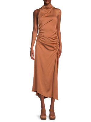 Атласное платье миди Inez со сборками , цвет Cinnamon A.L.C.