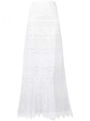 Длинная юбка с вышивкой Temptation Positano. Цвет: белый