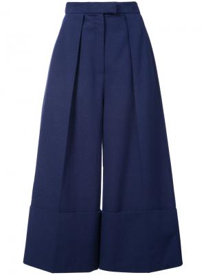 Укороченные широкие брюки Delpozo. Цвет: синий