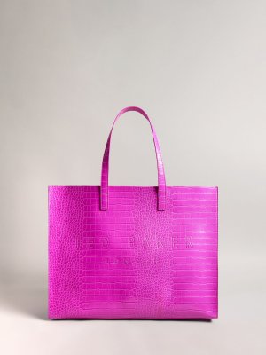 Большая сумка-шоппер с имитацией крокодила Allicon, ярко-розовый Ted Baker
