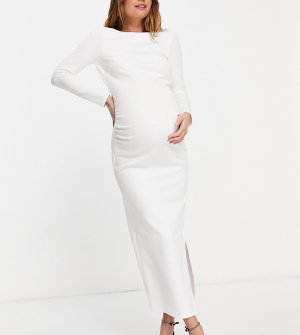 Облегающее платье мидакси цвета слоновой кости -Белый True Violet Maternity