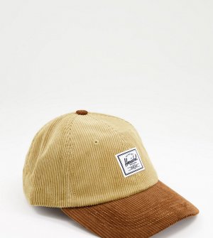 Двухцветная вельветовая кепка в коричневых оттенках Silas Herschel Supply Co