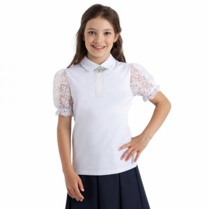 Школьная блуза , размер 128, белый Kapika. Цвет: белый/белый-бежевый